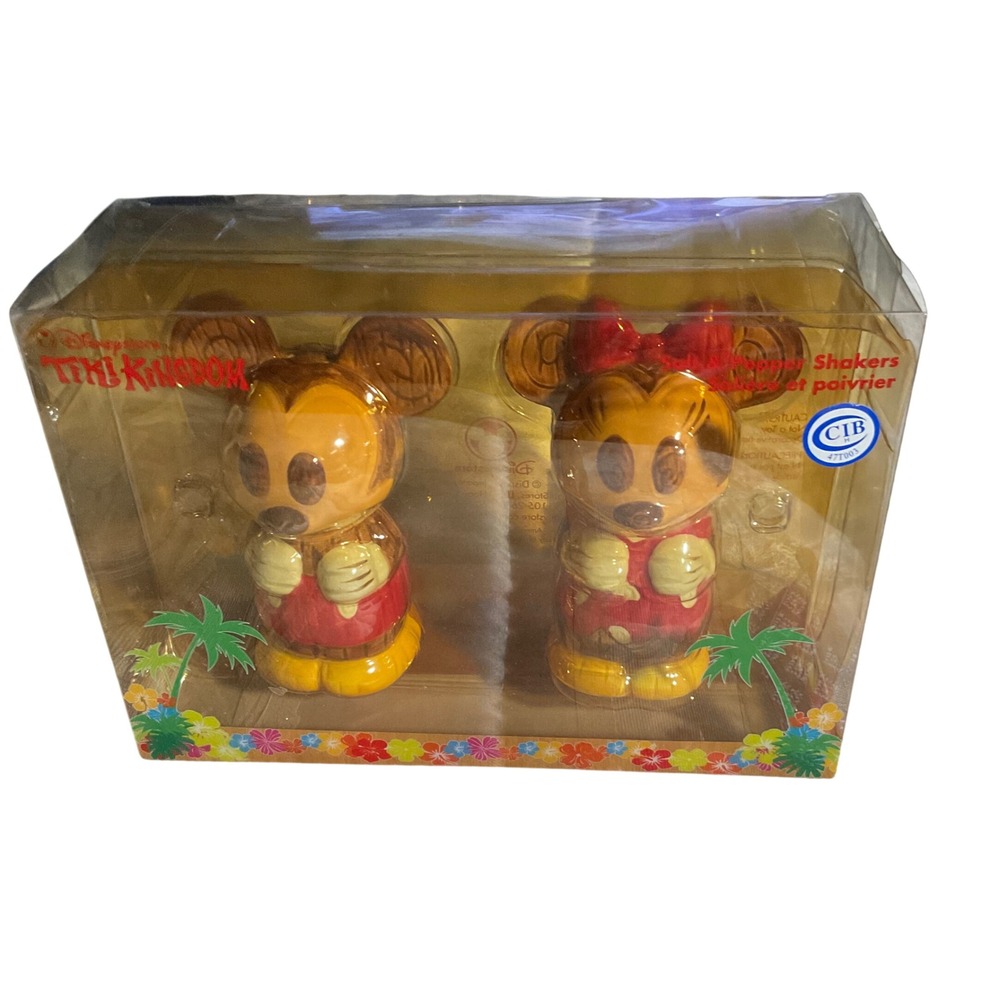 Disney Salt & Pepper Shakers Unisex OS Brown Excellence Tiki Mickey & Minnie
